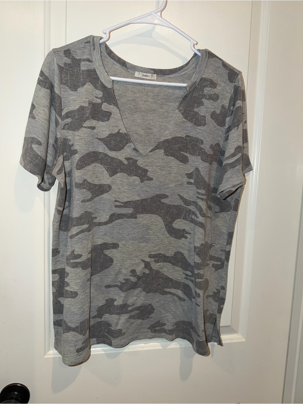 JODIFL Gray Camo V-Neck Tee